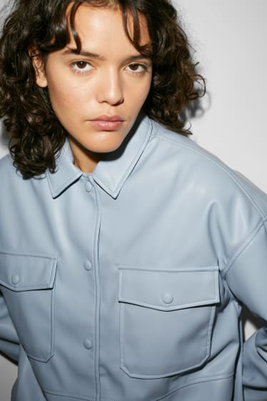 Clockhouse Girls - CLOCKHOUSE - shacket - similpelle - azzurro