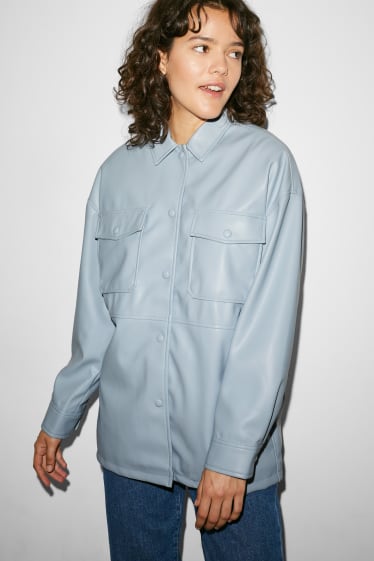 Clockhouse Girls - CLOCKHOUSE - shacket - similpelle - azzurro