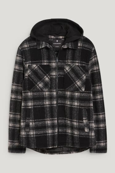 Clockhouse homme - CLOCKHOUSE - veste-chemise à capuche - à carreaux - noir