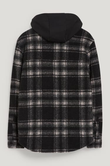 Clockhouse homme - CLOCKHOUSE - veste-chemise à capuche - à carreaux - noir
