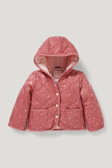 Baby Girls - Baby-Steppjacke mit Kapuze - gemustert - dunkelrosa