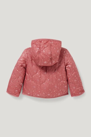Baby Girls - Baby-Steppjacke mit Kapuze - gemustert - dunkelrosa