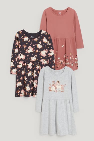 Filles - Lot de 3 - licorne - robes - corail