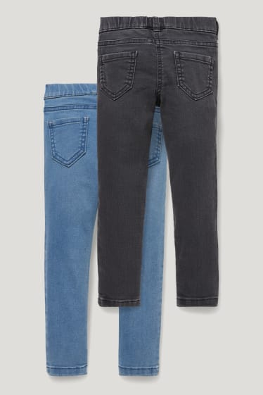 Toddler Girls - Set van 2 - jegging jeans - glanseffect - jeanslichtblauw