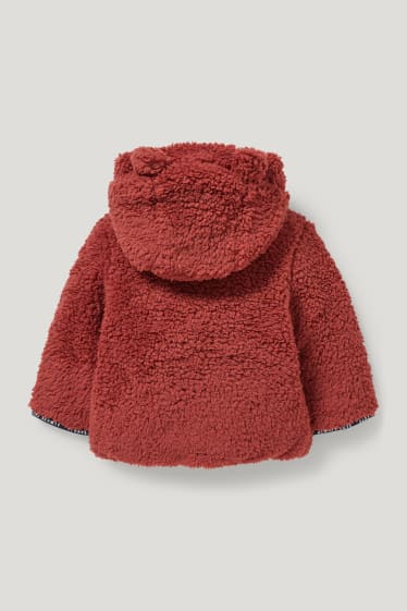 Baby Boys - Baby-Teddy-Jacke mit Kapuze - dunkelrot