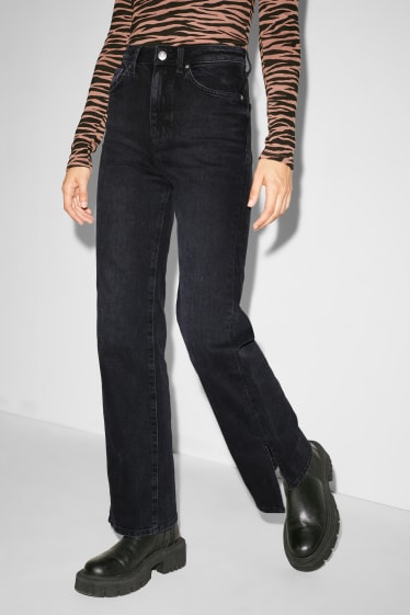 Clockhouse pro holky - CLOCKHOUSE - straight jeans - high waist - džíny - tmavošedé