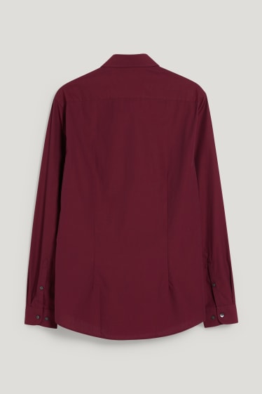 Uomo - Camicia business - slim fit - colletto all’italiana - facile da stirare - bordeaux