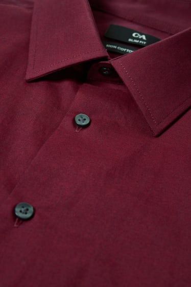Men - Business shirt - slim fit - kent collar - easy-iron - bordeaux