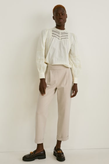 Women - Cloth trousers - straight fit - taupe