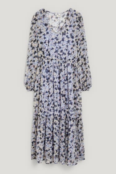 Femmes - Robe fit & flare - à fleurs - bleu foncé
