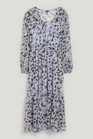 Femmes - Robe fit & flare - à fleurs - bleu foncé