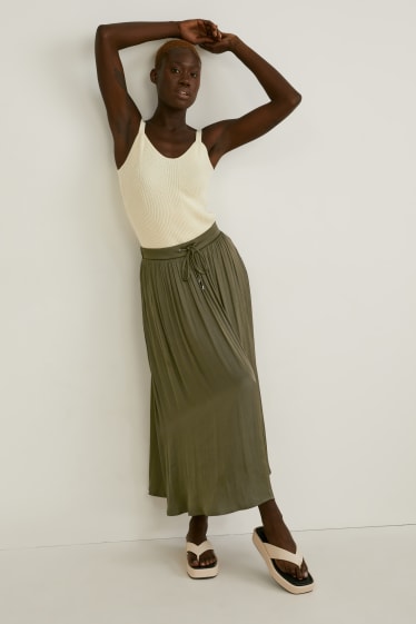 Mujer - Falda de raso - verde oscuro