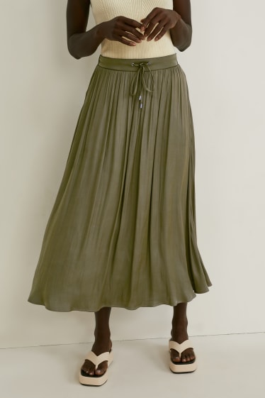 Mujer - Falda de raso - verde oscuro