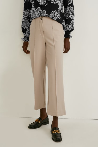 Women - Cloth trousers - high waist - regular fit - taupe