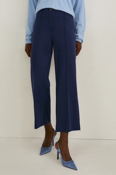 Women - Cloth trousers - high waist - regular fit - dark blue