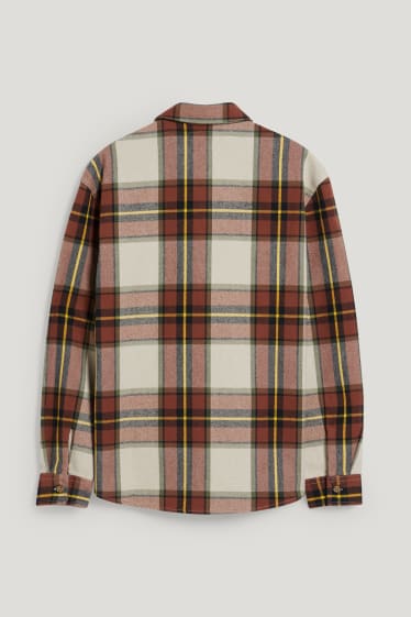 Clockhouse homme - CLOCKHOUSE - chemise en flanelle - coupe relax - col kent - à carreaux - marron / beige