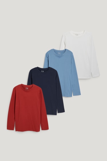 Garçons - Encore plus de tailles - lot de 4 - haut à manches longues - bleu foncé