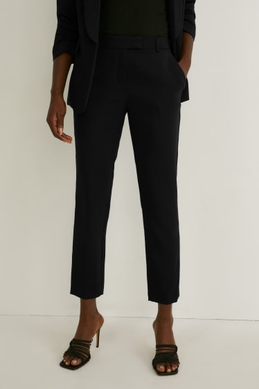 Dámské - Plátěné kalhoty - mid waist - slim fit - černá
