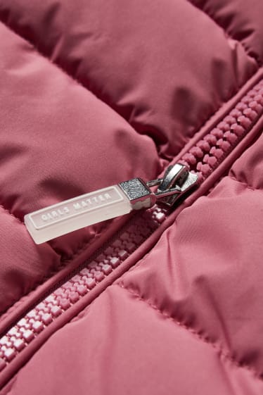 Kids Girls - Jachetă matlasată cu glugă - material reciclat - roz închis