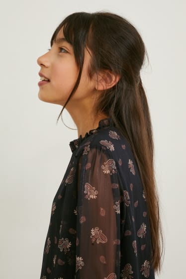 Kids Girls - Chiffon dress - patterned - black