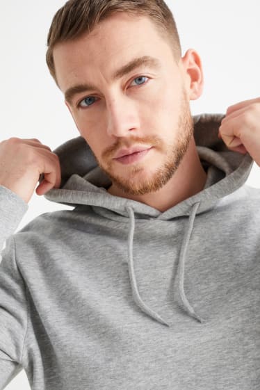 Hommes - Sweat à capuche - gris chiné
