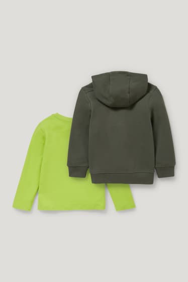 Exkluzivní online - Multipack 2 ks - mikina s kapucí a tričko s dlouhým rukávem - světle zelená