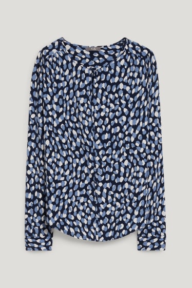Damen - Bluse - gemustert - blau / dunkelblau