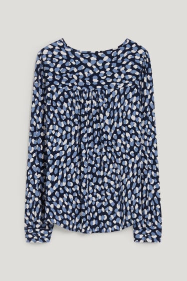 Damen - Bluse - gemustert - blau / dunkelblau