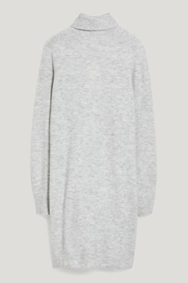 Women - Knitted dress - recycled - light gray-melange