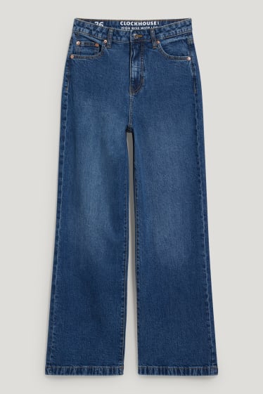Clockhouse niñas - CLOCKHOUSE - wide leg jeans - high waist - vaqueros - azul