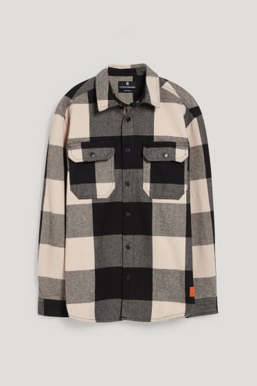 Clockhouse homme - CLOCKHOUSE - chemise - relaxed fit - col kent - à carreaux - noir / beige