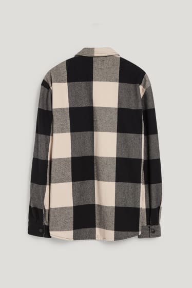 Clockhouse homme - CLOCKHOUSE - chemise - relaxed fit - col kent - à carreaux - noir / beige