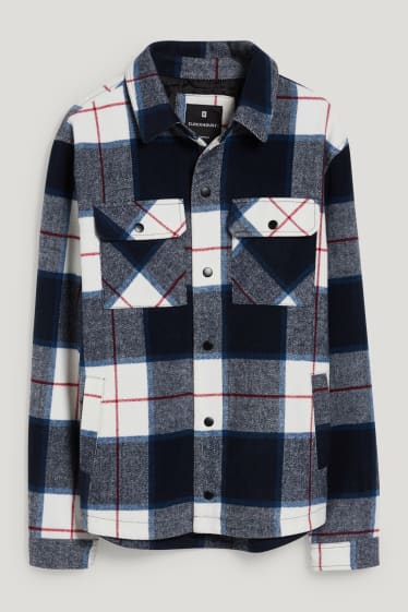 Clockhouse homme - CLOCKHOUSE - veste-chemise - matière recyclée - à carreaux - bleu foncé / blanc