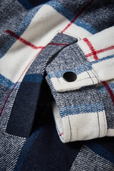 Clockhouse homme - CLOCKHOUSE - veste-chemise - matière recyclée - à carreaux - bleu foncé / blanc