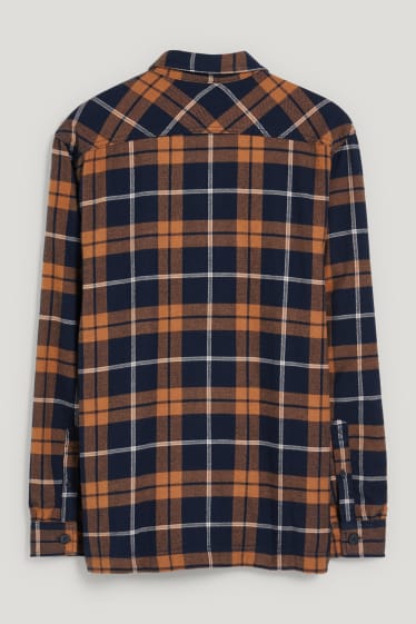 Hommes - Chemise - regular fit - col kent - à carreaux - havane
