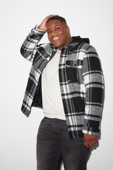 Exclu web - CLOCKHOUSE - veste-chemise avec capuche - à carreaux - noir / blanc