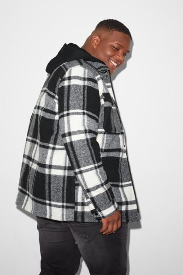 Exclu web - CLOCKHOUSE - veste-chemise avec capuche - à carreaux - noir / blanc