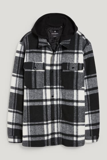 Exclu web - CLOCKHOUSE - veste-chemise avec capuche - à carreaux - noir / blanc