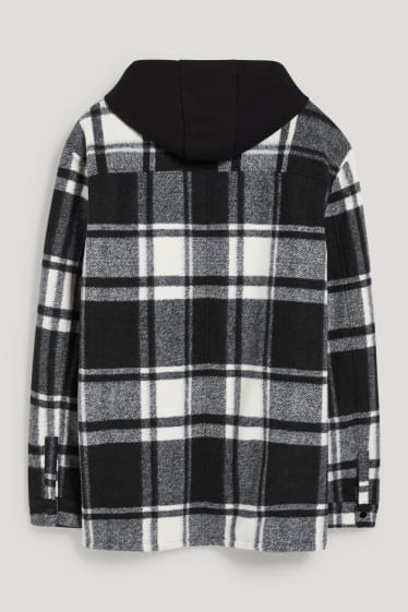 Exclusiv online - CLOCKHOUSE - jachetă tip cămașă cu glugă - în carouri - negru / alb