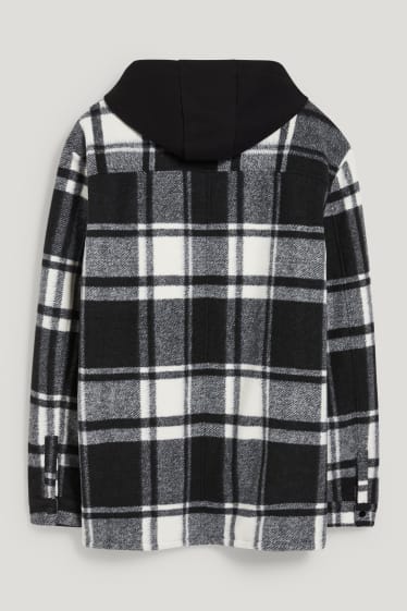 Exclu web - CLOCKHOUSE - veste-chemise avec capuche - à carreaux - noir / blanc