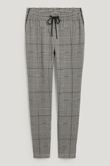 Donna - Pantaloni di stoffa - vita media - tapered fit - a quadretti - grigio / nero