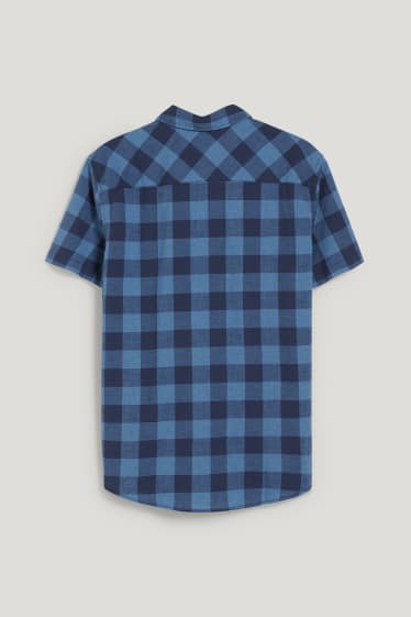 Hombre - MUSTANG - camisa - slim fit - kent - de cuadros - azul / azul oscuro