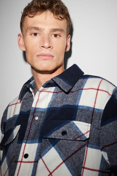 Clockhouse homme - CLOCKHOUSE - veste-chemise - matière recyclée - à carreaux - bleu foncé / blanc