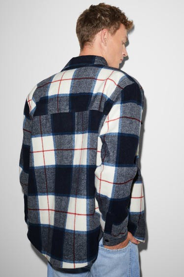 Clockhouse homme - CLOCKHOUSE - veste-chemise - matière recyclée - à carreaux - bleu foncé / blanc