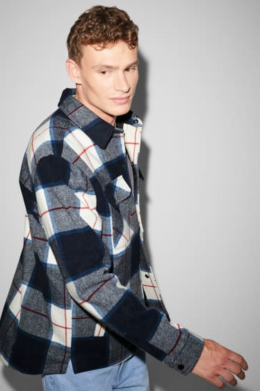 Clockhouse homme - CLOCKHOUSE - veste-chemise - matière recyclée - à carreaux - bleu foncé / blanc