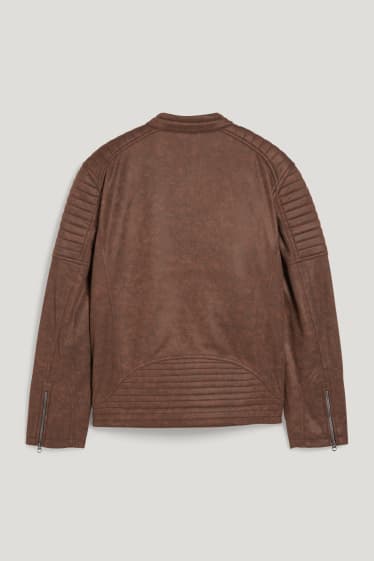 Hommes - Blouson motard - similicuir - marron