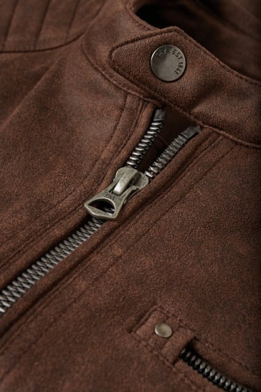 Hommes - Blouson motard - similicuir - marron