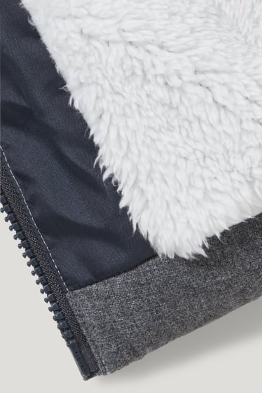 Bébé garçons - Doudoune à capuche pour bébé et garniture en fausse fourrure - gris clair chiné