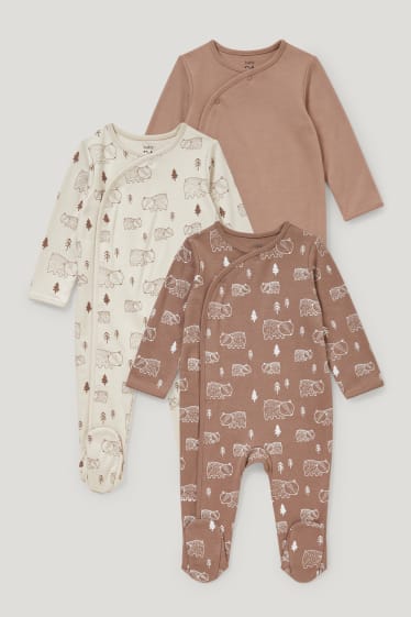 Online exclusive - Multipack of 3 - baby sleepsuit - organic cotton - beige-melange