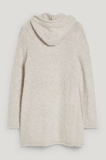 Damen - Strickjacke mit Kapuze - cremefarben